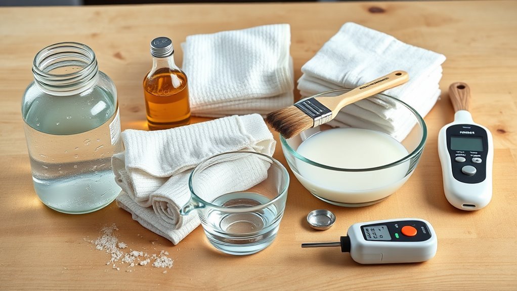 safety gear and cleaning supplies