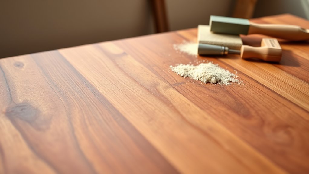 sand evenly for uniform stain